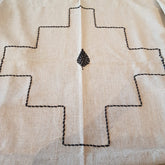 Natural Linen Throw with Black Stitching and Fringe | 145×220cm